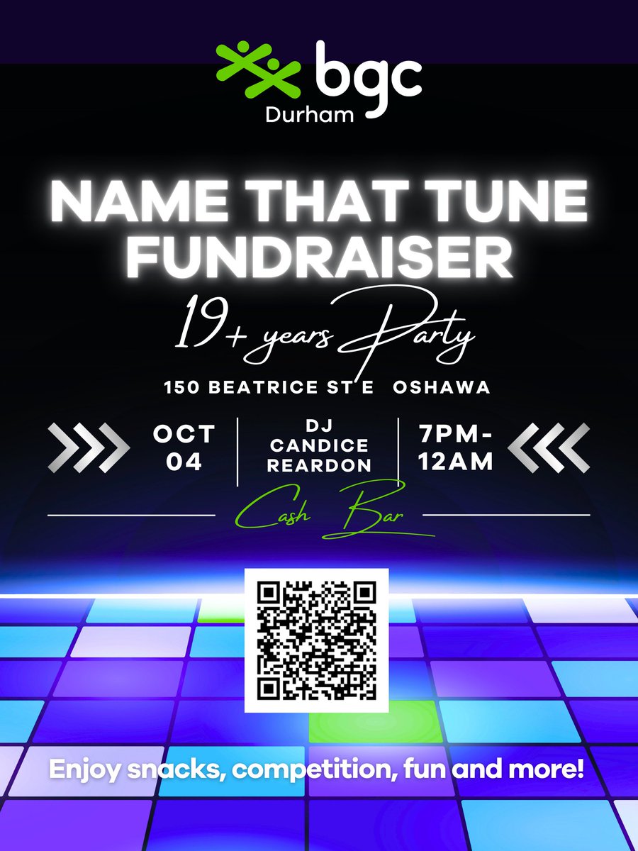 🎶 Did you get your ticket yet for NAME THAT TUNE FUNDRAISER EVENT? 🎶

🎤💥 Come test your music knowledge, and enjoy a night filled with fun, competition, and great vibes. 

🎟️ Get your tickets now:
zeffy.com/en-CA/ticketin…

#bgcdurham #MusicTriviaNight #FunNightOut