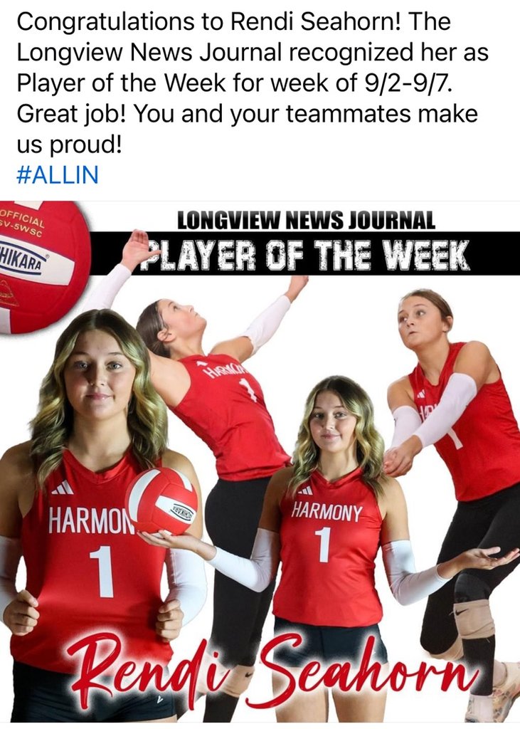 Great job, Rendi! Come watch the volleyball team play at home tomorrow night.