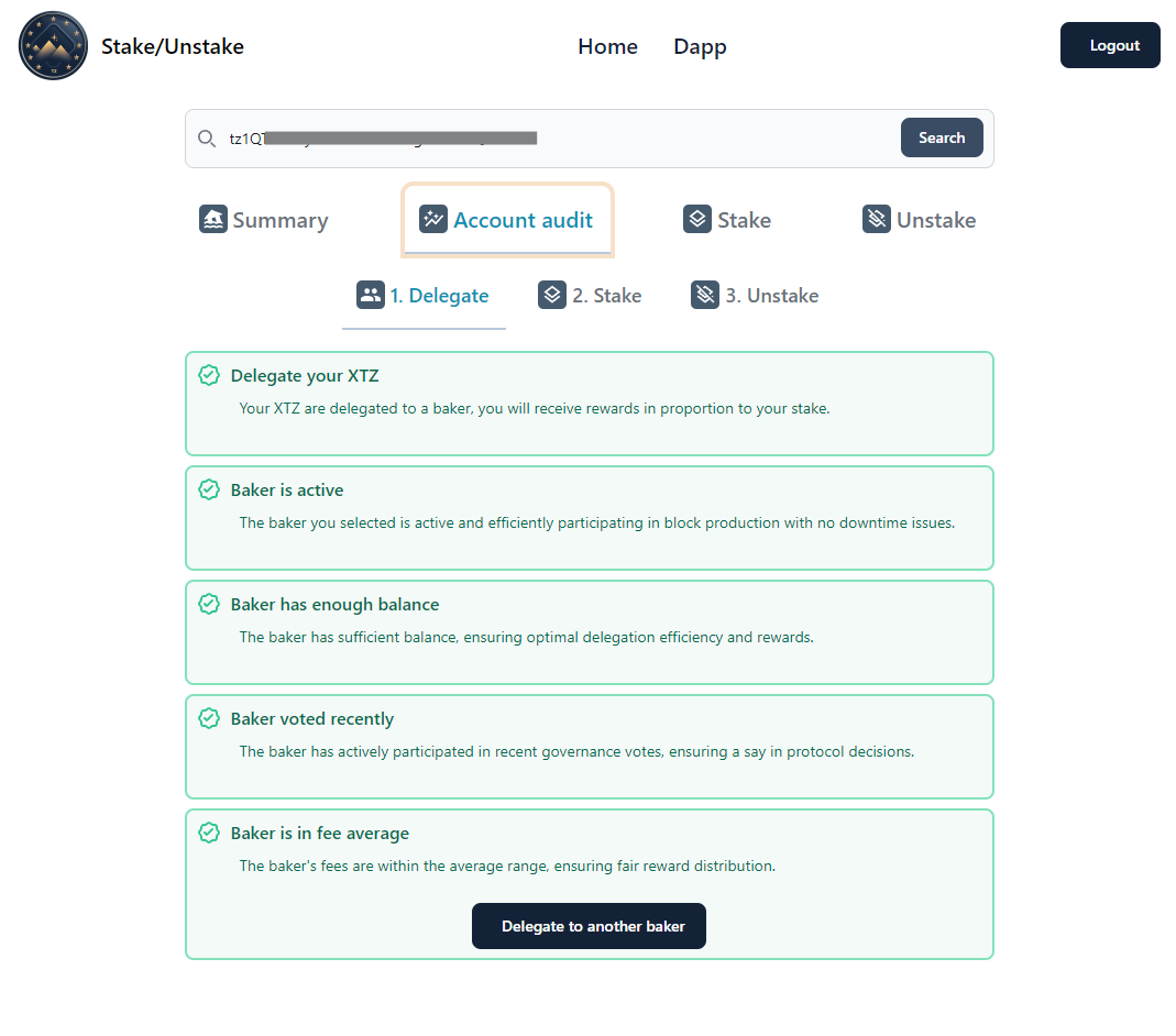 Vivien_0xtz's tweet photo. I’ve created an app (currently in development) to manage your #Tezos account
🔐 Features:
- Account overview
- Audit system
- Validator switching
- Staking & Unstaking
💻 Check it out: https://t.co/w7aMNMwhYT and let me know what features you’d like to see!
#Staketember https://t.co/ZhRpBxsPoO