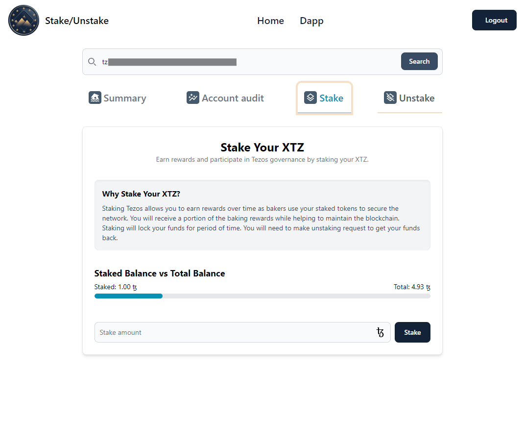 Vivien_0xtz's tweet photo. I’ve created an app (currently in development) to manage your #Tezos account
🔐 Features:
- Account overview
- Audit system
- Validator switching
- Staking & Unstaking
💻 Check it out: https://t.co/w7aMNMwhYT and let me know what features you’d like to see!
#Staketember https://t.co/ZhRpBxsPoO