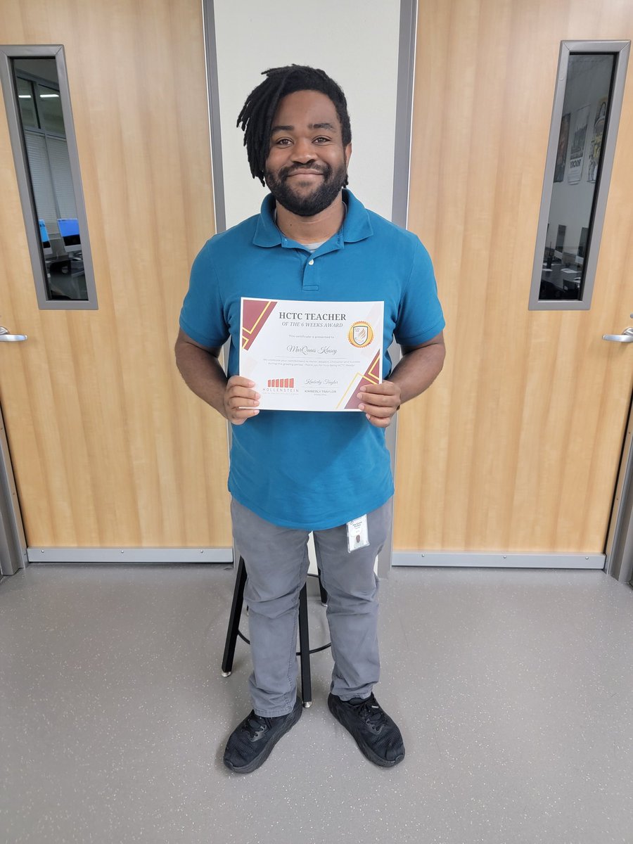 Congratulations to Mr. MarQuais Kinsey for being nominated by our staff for being the 1st Teacher of the Six weeks for this year! Way to be #HCTCREADY #EMSproud <a href="/KimTraylor01/">Kimberly Traylor</a>
