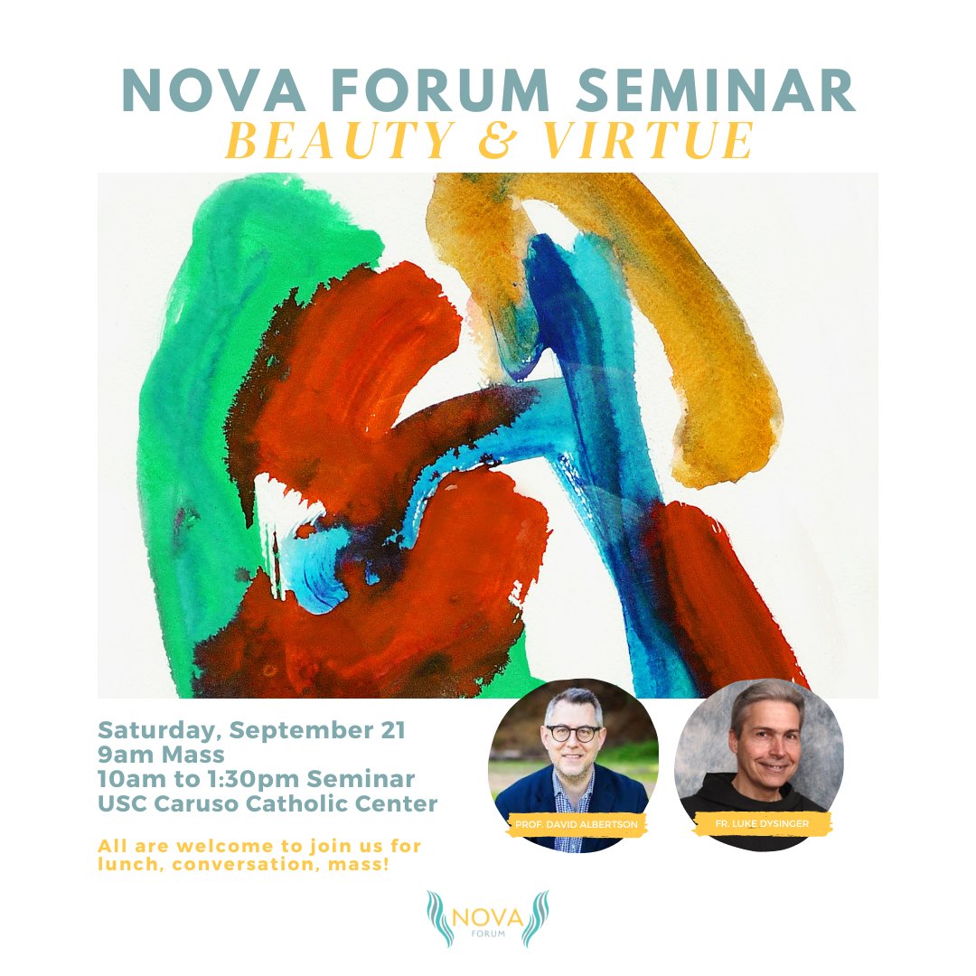 Join us for the first NF Seminar on 9/21! This Seminar will be led by David Albertson and Fr. Luke Dysinger. This year we will be thinking about the place of beauty in Christian life, and the connection between beauty and virtue. RSVP in bio.