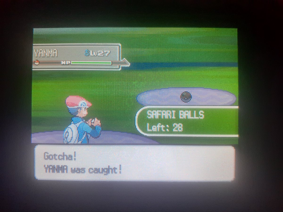 Kodoman's tweet photo. Forgot to post this. Found a random #shiny Yanma in #Pokemon Platinum's Great Marsh last month (8/14) while completing the dex. https://t.co/9Vg9HwM9DY