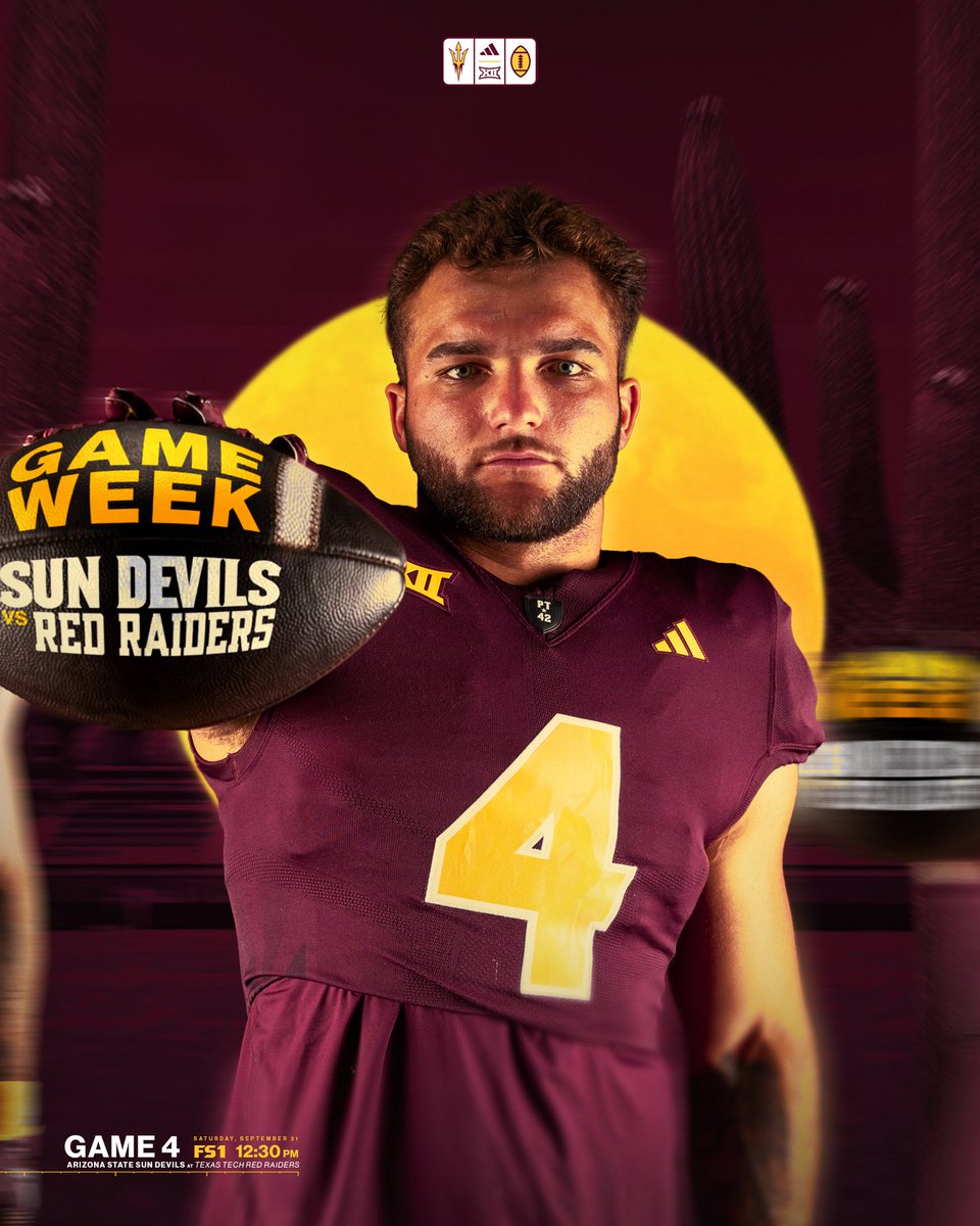 Sun Devil Football (@asufootball) on Twitter photo New beginnings. First <a href="/Big12Conference/">Big 12 Conference</a> game βοΈ
π: Texas Tech
ποΈ: September 21st
β°: 12:30 AZT
π: Lubbock, TX
πΊ: FS1
#ForksUp /// #ActivateTheValley New beginnings. First <a href="/Big12Conference/">Big 12 Conference</a> game βοΈ
π: Texas Tech
ποΈ: September 21st
β°: 12:30 AZT
π: Lubbock, TX
πΊ: FS1
#ForksUp /// #ActivateTheValley