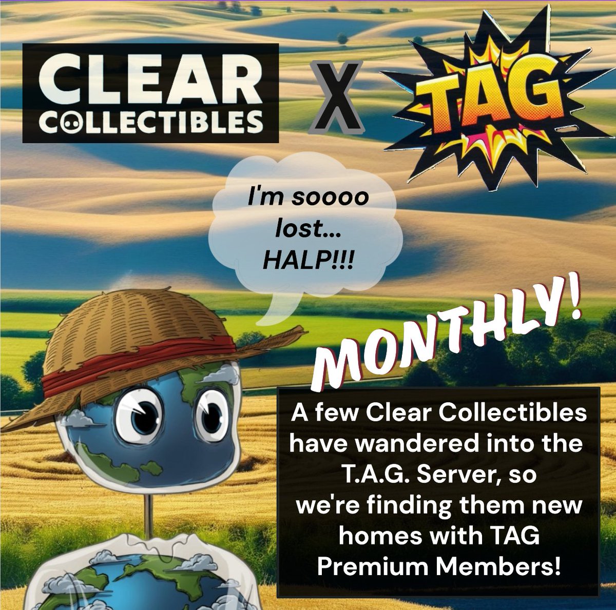 Our first collab giveaway is with <a href="/ClearCollectNFT/">Clear Collectibles 🧊</a>!!!
Some Clear Collectibles have wandered into our Discord server and we're gonna find homes for them with Premium T.A.G. members every month! Join the Discord and get informed to adopt on of these cuties!
discord.gg/6acEdEwM8p
