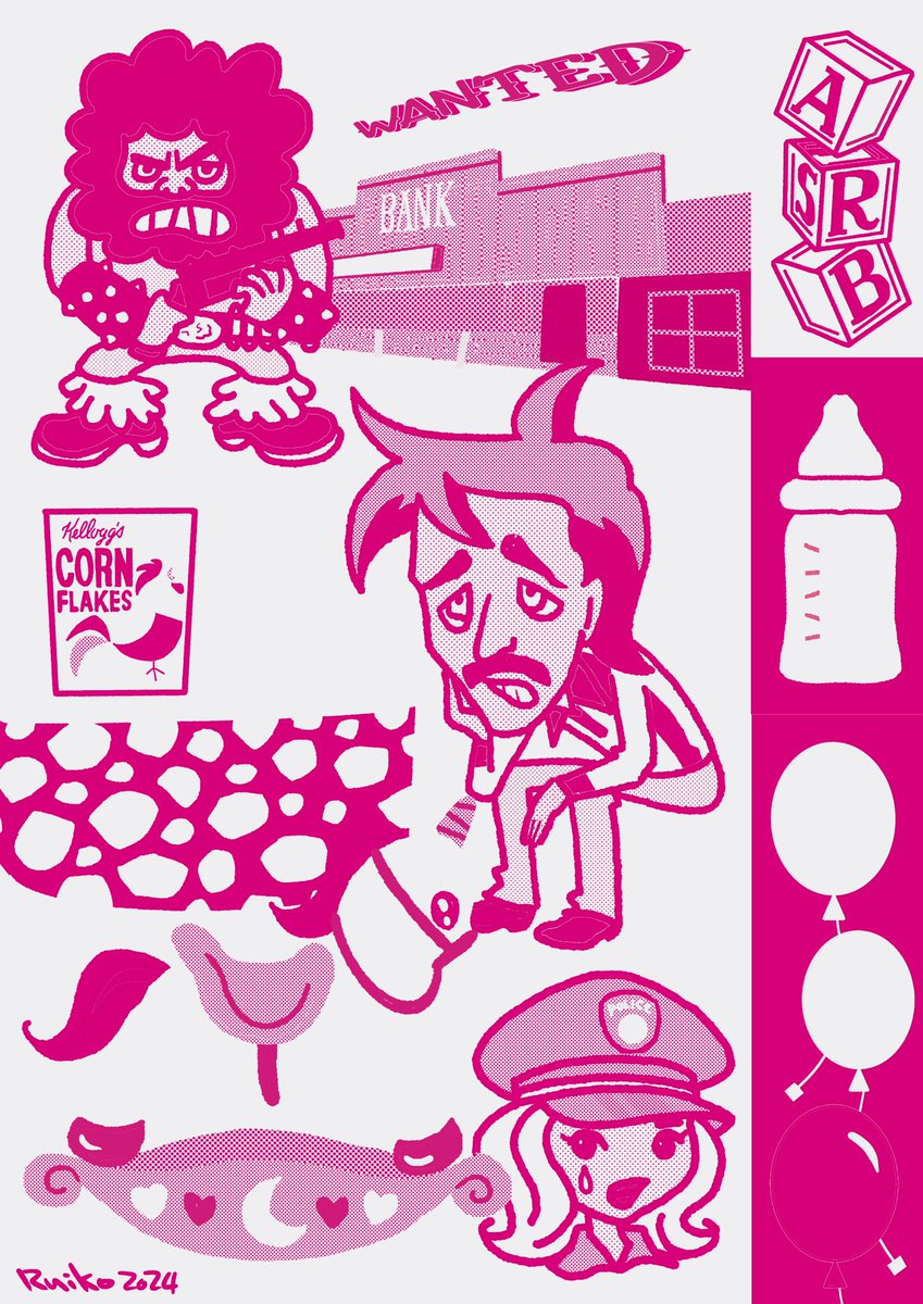 コーエン兄弟作品イラスト展での作品制作工程です。3色の版掛け合わせで表現しています。#illustration 