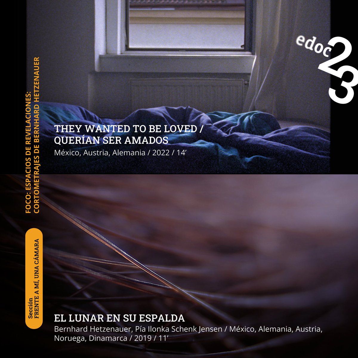 FestivalEDOC's tweet photo. En estos #23EDOC, dentro de dos de nuestras secciones, se han incluido dos FOCOS. Uno de ellos es ESPACIO DE REVELACIONES: CORTOMETRAJES DE BERNHARD HETZENAUER, que es parte de la sección FRENTE A MÍ, UNA CÁMARA. 🎥✨ 

Más información en: https://t.co/nPoj96mU8S.😉 

#EDOC https://t.co/bgM9UlWOOp