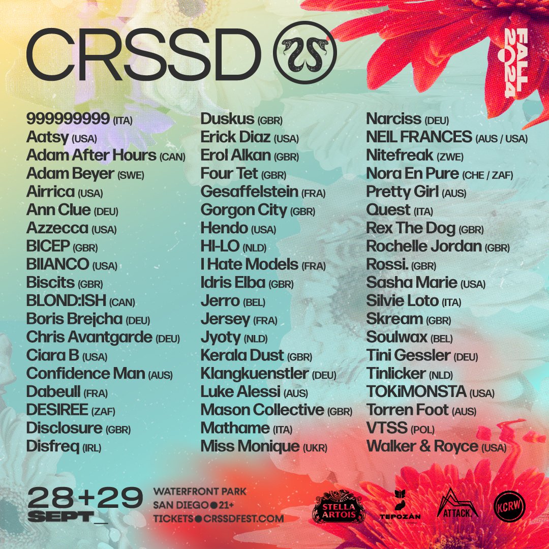 CRSSD Worldwide 🌐🇺🇸

Next week we’re joined by friends traveling near &amp; far to San Diego from across the globe… Visit CRSSDfest.com for #CRSSDAfterDark scheduling, tickets, FAQ + more ↗️