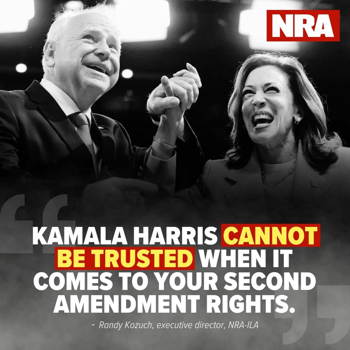 NRA on X: "Kamala Harris LIED when she told millions of Americans that she and Tim Walz weren't trying to take your firearms away. Randy Kozuch, executive director of NRA-ILA, explains why
