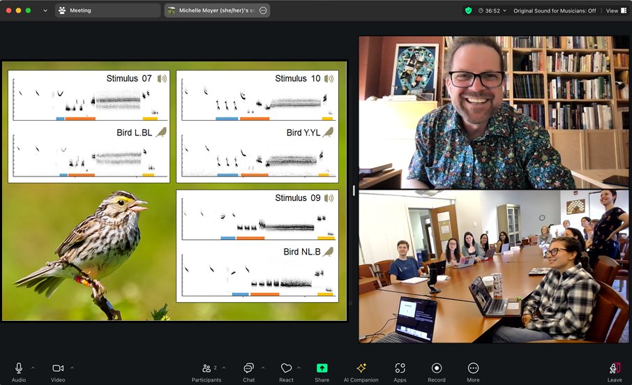 DMennill's tweet photo. Today it was such a pleasure to join Dr. Michelle Moyer's Bird Song class at William &amp; Mary. Thank you for leading a great discussion @ornithmmoyer... I wish I could take your class! https://t.co/FSrJmSZnpm