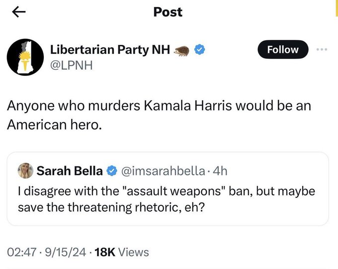 <a href="/jeremykauffman/">Jeremy Kauffman 🦔🌲🌕</a> Again: The "free speech" in question was a blatant call to murder an elected official.

You're not a victim. You're an idiot.