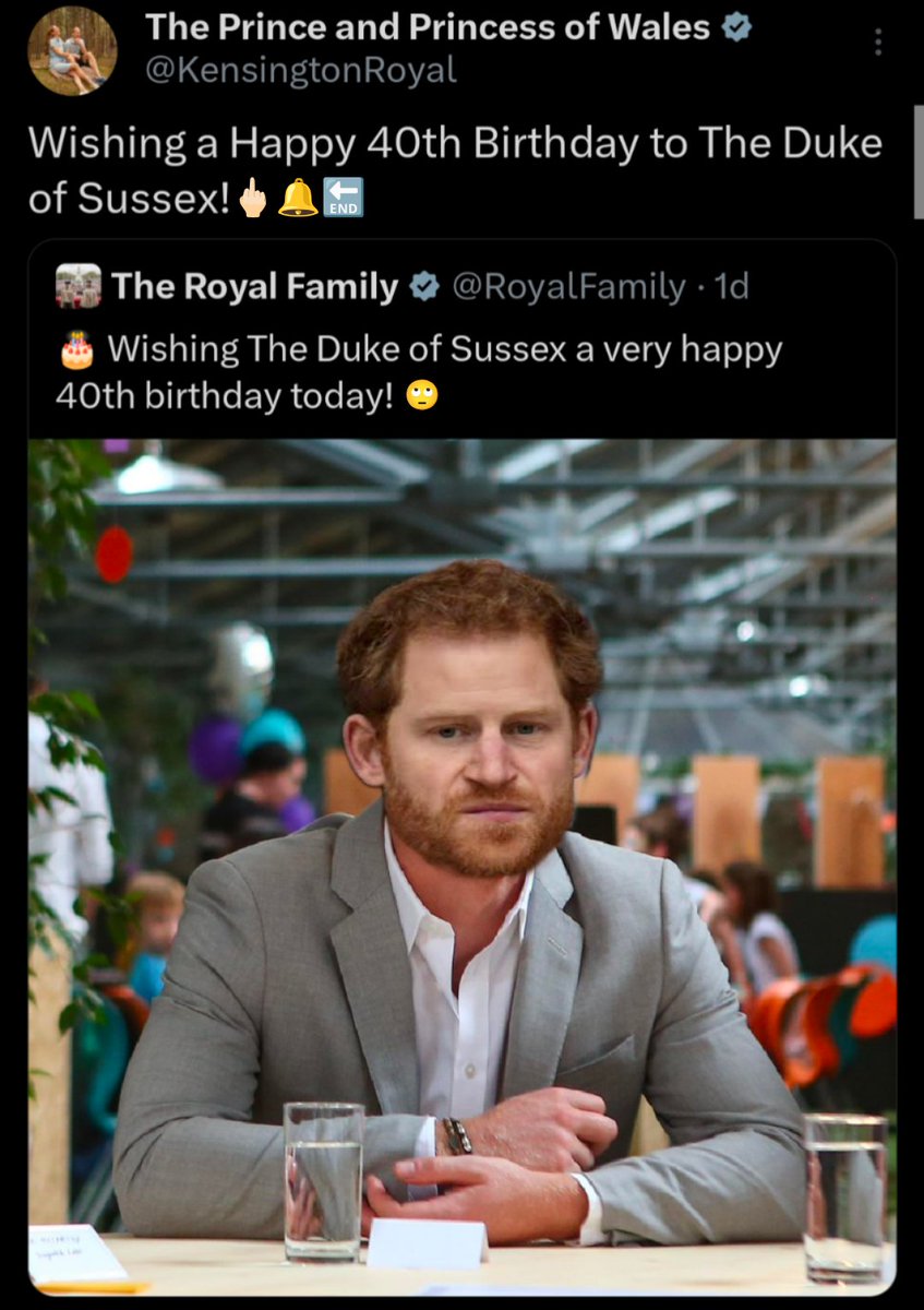 northyvvitch's tweet photo. No idea why there was so much fuss about the Harry Markles Barfday message yesterday. Looks perfectly fine to me ๐คท๐ผโโ๏ธ๐
#HarryIsNoHero #HarryAt40 #DumbPrince #HarryandMeghanHollywoodLosers #MeghanIsTheProblem #MeghanMarkleExposed https://t.co/PCdFAV4rZM