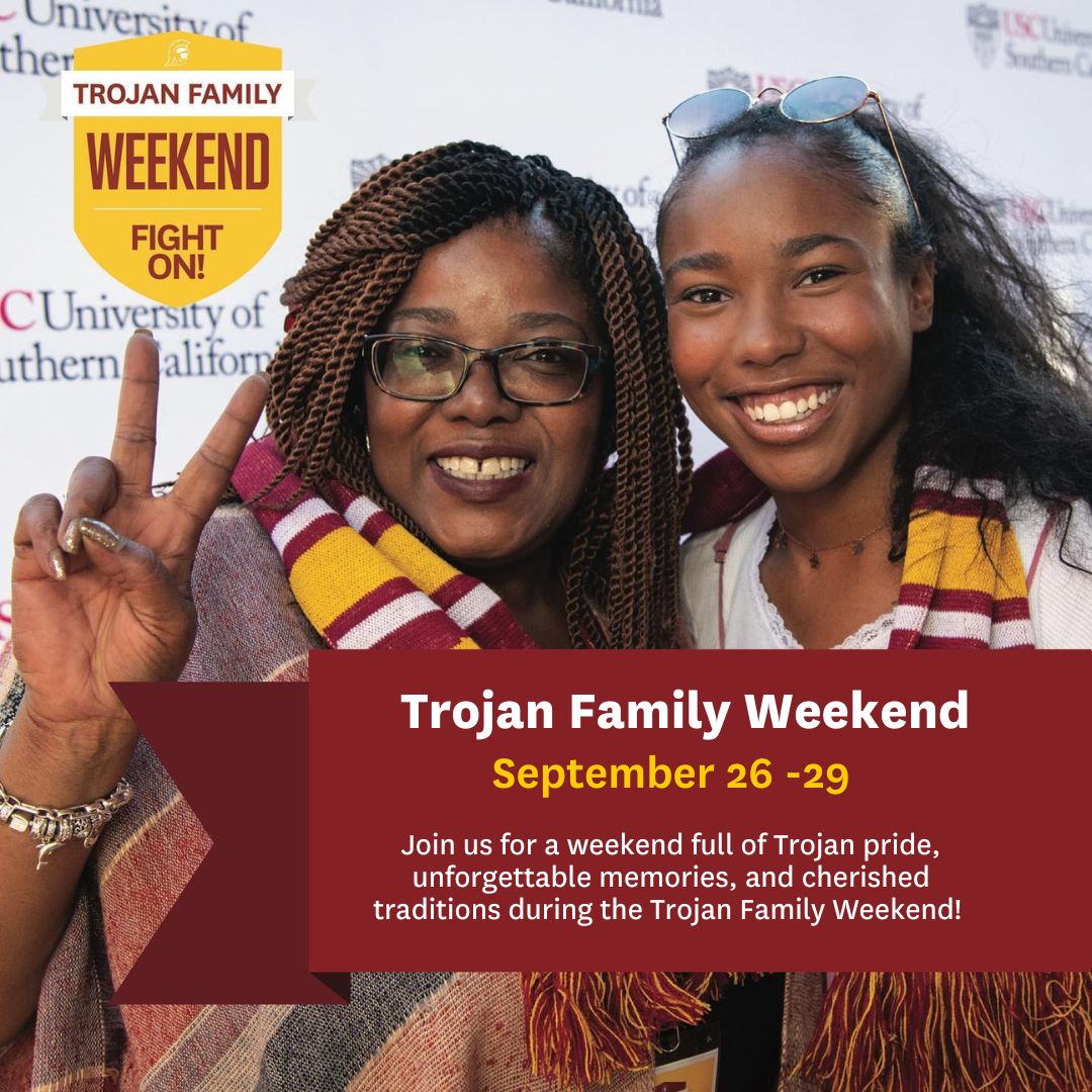 Join us for a weekend full of Trojan pride, unforgettable memories, and cherished traditions during the Trojan Family Weekend September 26-29!  Register today at: linktr.ee/uscbaa ❤️💛

#TrojanFamilyWeekend #FightOn #USCBlackAlumni