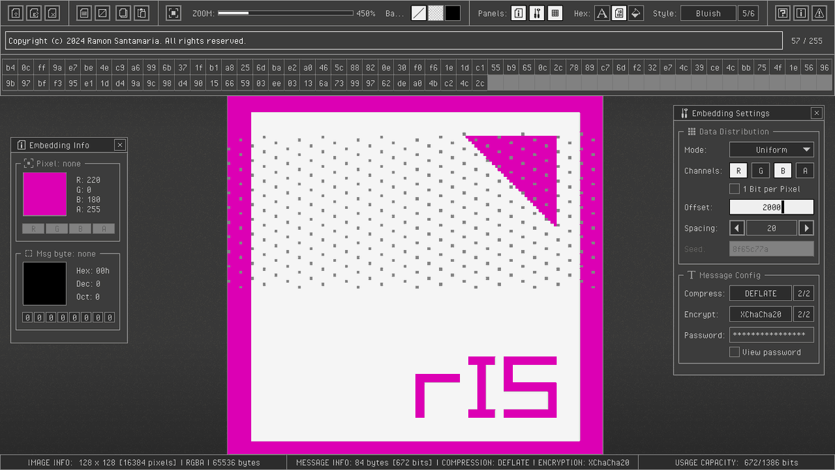 raysan5's tweet photo. @florinpop17 rImageShield, embed license/copyright data into images for distribution. Data can be compressed+encripted and automatically retrieved. A portable 1MB single executable, including command-line. Multiplatform. $19.95 one-time, no subs, you got everything. 🙂
https://t.co/pKoKLWPgUO https://t.co/PT0TFhH8NZ