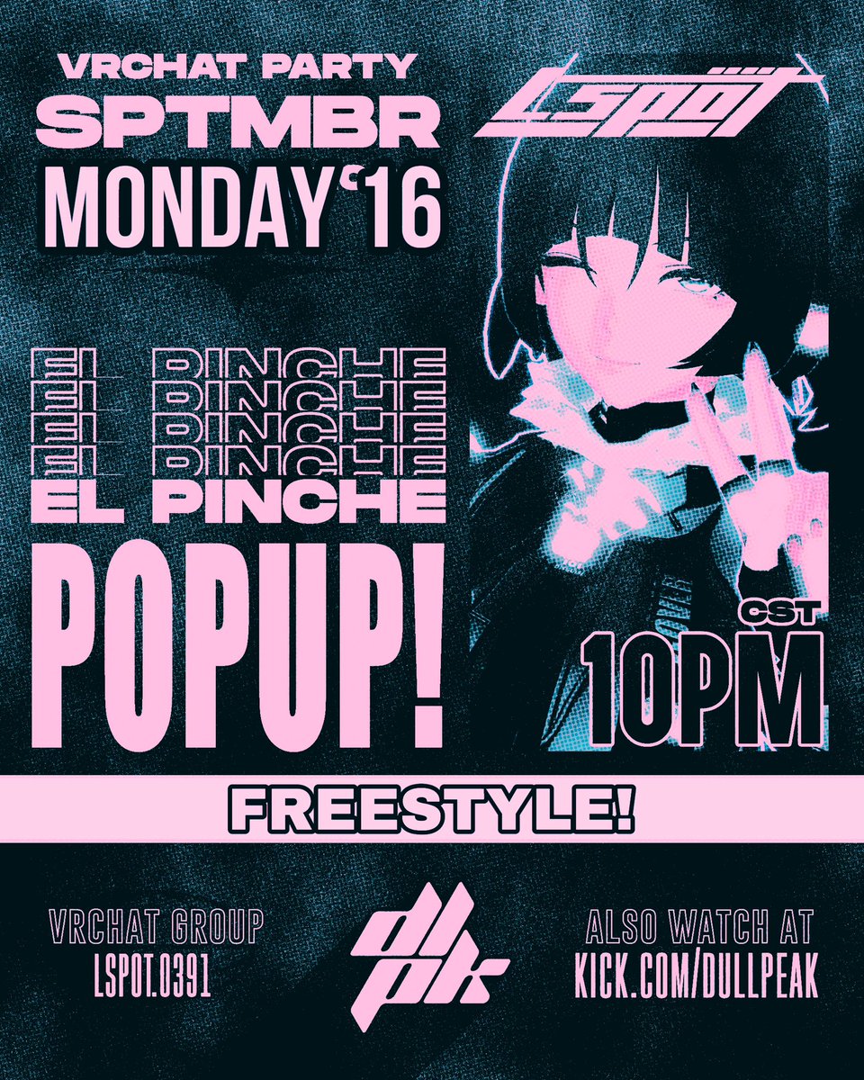 DullPeak's tweet photo. Después de una buena papeada, hay que celebrar! Hoy tenemos fiesta en VRchat!

No se olviden de entrar al grupo de VRChat para unirse al mapa. El evento se transmitirá en Kick y en Dullcedeleche (Twitch). 9PM (MÉX)

VRC DJ's! You’re invited to our PopUp! We start at 10PM (CST) https://t.co/x1Gj7dMBQX