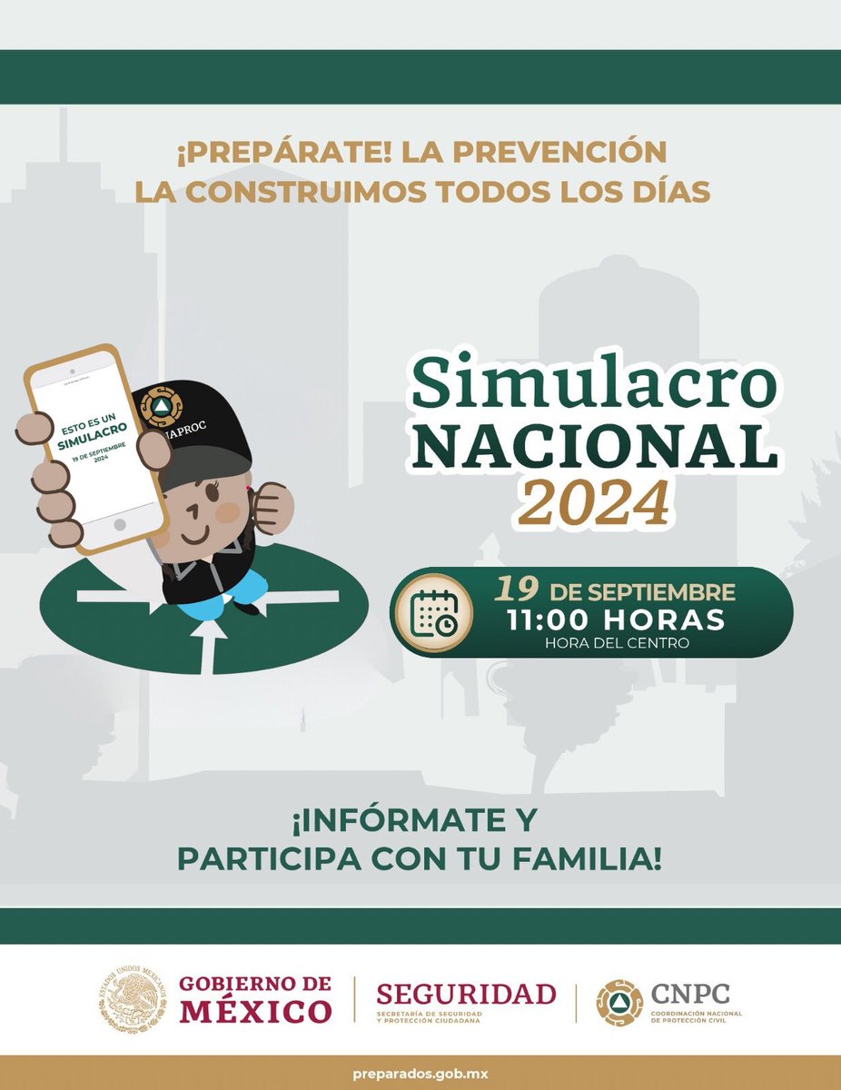 CNPC_MX's tweet photo. 🤳🚨📣 ¿Sabías qué como parte del #SimulacroNacional2024, si estás en la CDMX, también podrás recibir un mensaje de alerta de #Sismo en tu celular con la frase “esto es un simulacro”? 

Sigue el 🧵 para más información.

@laualzua https://t.co/twQx8c9enM