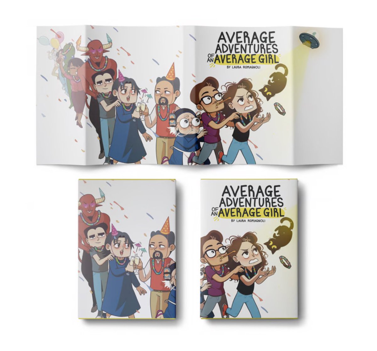 Laura Romagnoli (<a href="/lallirrr/">average_girl_webcomic</a>) can even add flare and story to a dust jacket. 🥰 You can get the hardcover Average Adventures of an Average Girl Volume 1 graphic novel with a hardcover dust jacket, now on Kickstarter!

kickstarter.com/projects/rocke…

#Kickstarter