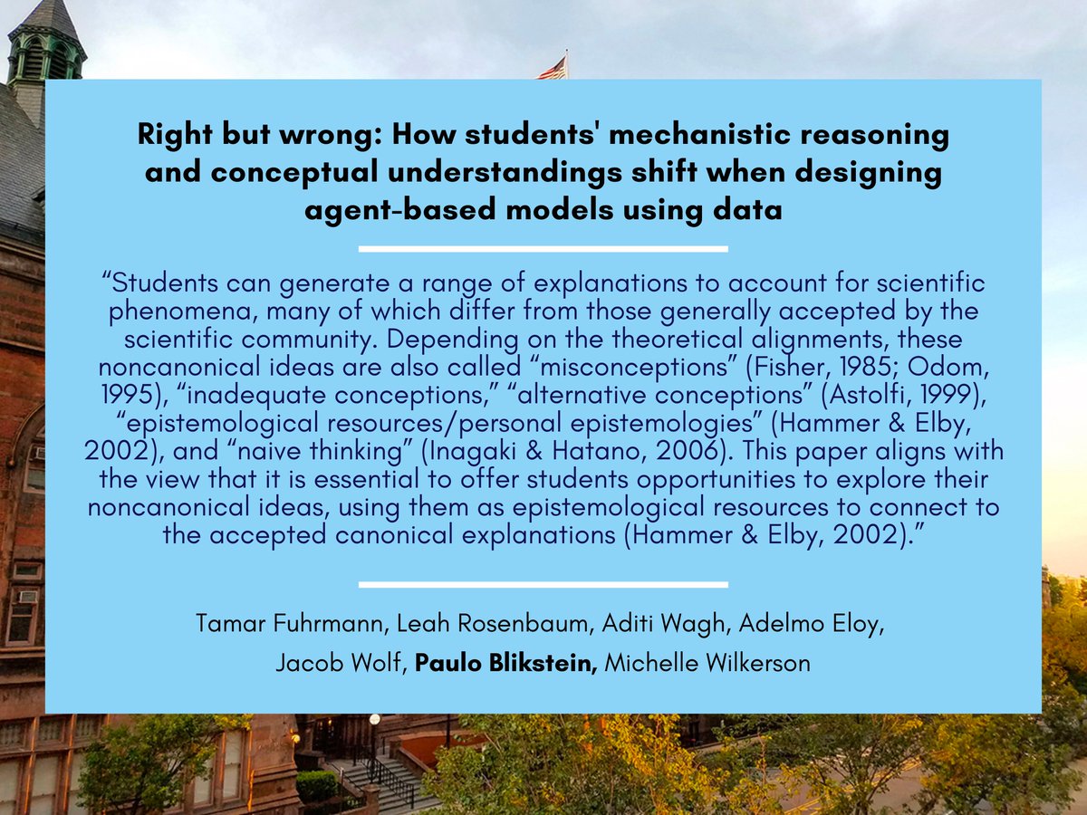 Teachers College-MST (@tc_mst) on Twitter photo MST Featured Publication: "Right but wrong: How students' mechanistic reasoning and conceptual understandings shift when designing agent-based models using data" co-authored by
<a href="/TC_CMLTD/">CMLTDTeachersCollege</a> Professor and <a href="/TLTLab/">TLTLab</a> Director <a href="/PauloBlikstein/">Paulo Blikstein</a>! MST Featured Publication: "Right but wrong: How students' mechanistic reasoning and conceptual understandings shift when designing agent-based models using data" co-authored by
<a href="/TC_CMLTD/">CMLTDTeachersCollege</a> Professor and <a href="/TLTLab/">TLTLab</a> Director <a href="/PauloBlikstein/">Paulo Blikstein</a>!