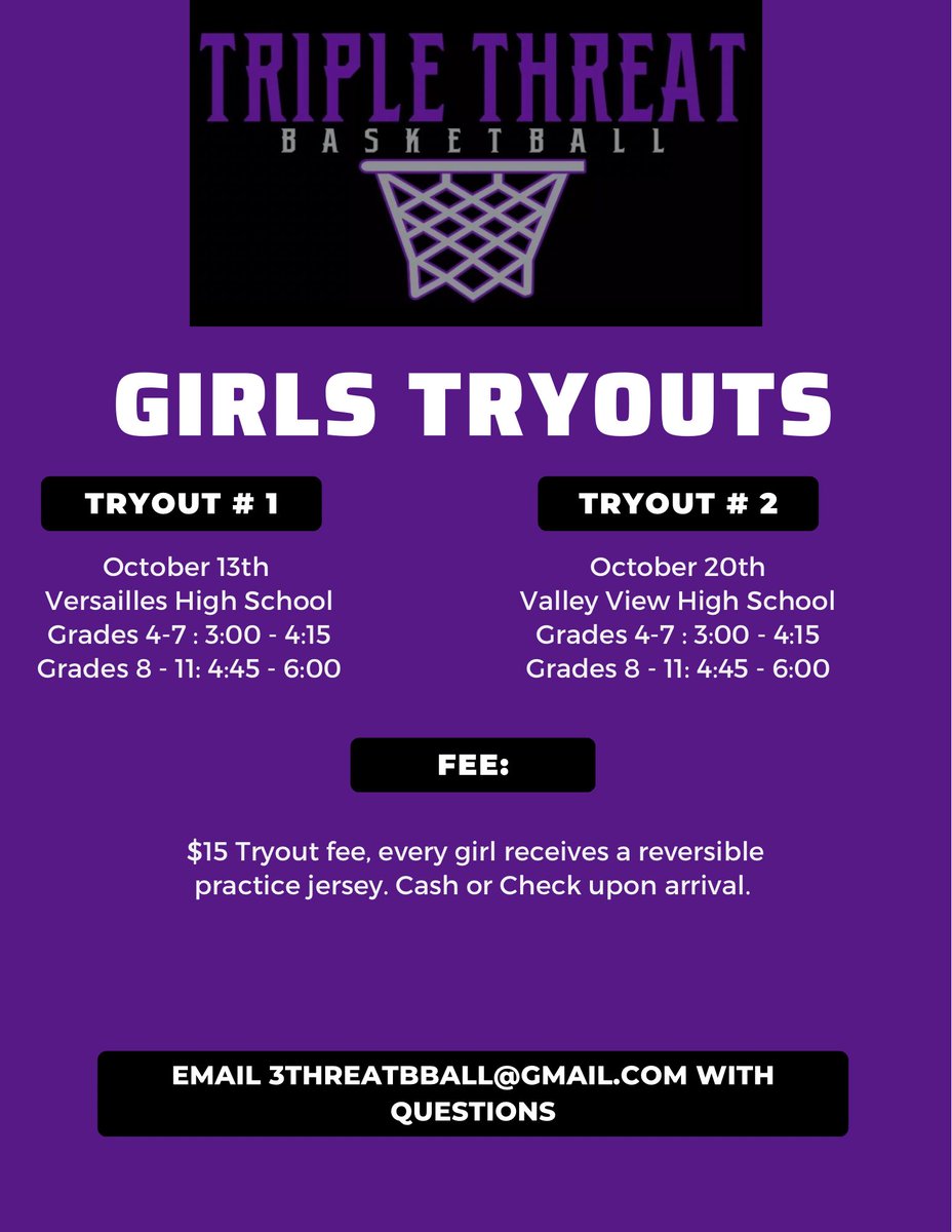 We are excited to prepare for another great spring! There is now a $15 fee for attending tryouts. Every girl will receive a reversible practice jersey for their tryout. We will accept cash or checks at your try out location. Use this link to register.

forms.gle/hGbvxbPauRjNZb…