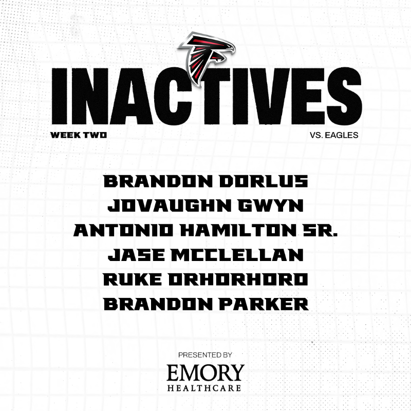 AtlantaFalcons's tweet photo. Full list of inactives from Philadelphia