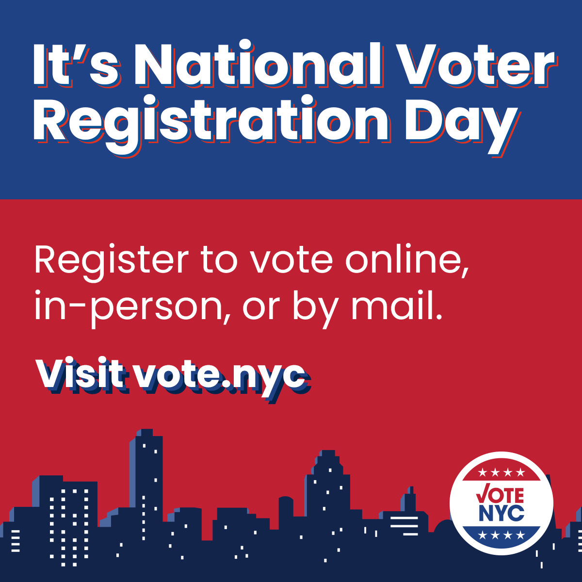 BOENYC's tweet photo. 📢Register to vote today! https://t.co/l79unr8auX