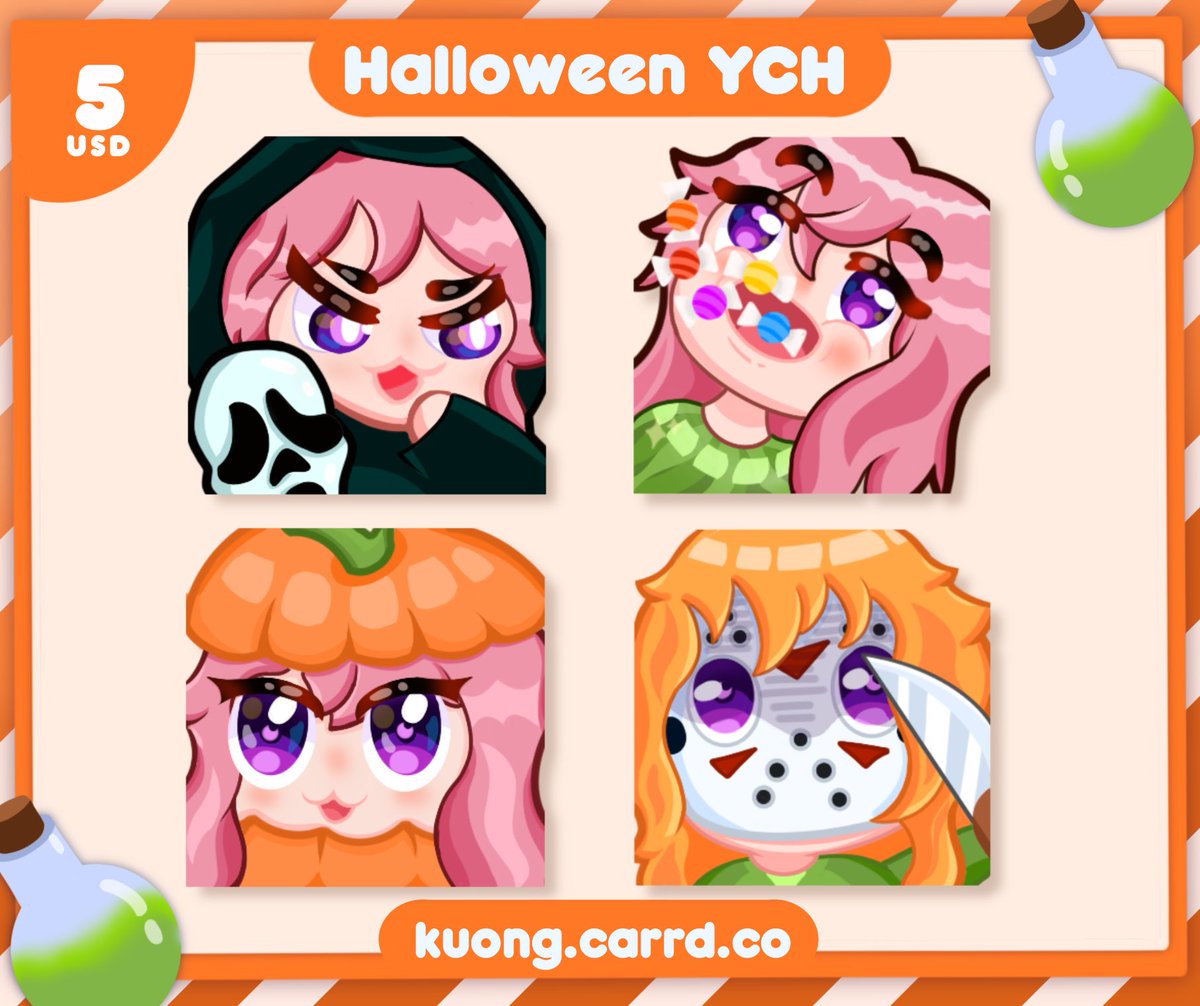 🎃NEW HALLOWEEN EMOTES YCH🎃

My DM is open for commissions 

🚨EMERGENCY COMMISSIONS🚨
Likes and shares are much appreciated 🥹

#vtubers #opencommissions #halloween #Vtuberと繋がりたい #VtuberEN #commissionareopen #twitch