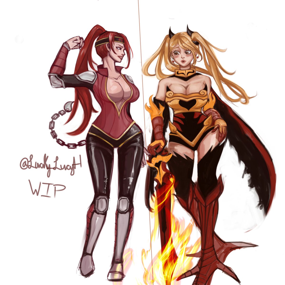Lucky_LucyH's tweet photo. here’s this wip that is still a wip😗I hate to draw the feets #ErLu https://t.co/zKiNFj6FAR