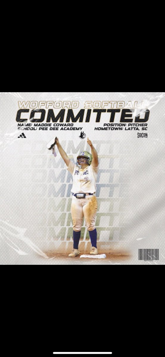 I am SOHAPPY to announce my verbal commitment to <a href="/WoffordSoftball/">Wofford Softball</a> ! Thank you to everyone who has helped me in any way! I couldnt have done this without the good Lord above and im so thankful for this to be apart of my plan! Thank you <a href="/CoachCButler/">Chelsea Butler</a> <a href="/kara_shutt/">Kara Shutt</a> <a href="/TaylorLiguori/">Taylor Liguori</a> !🐾