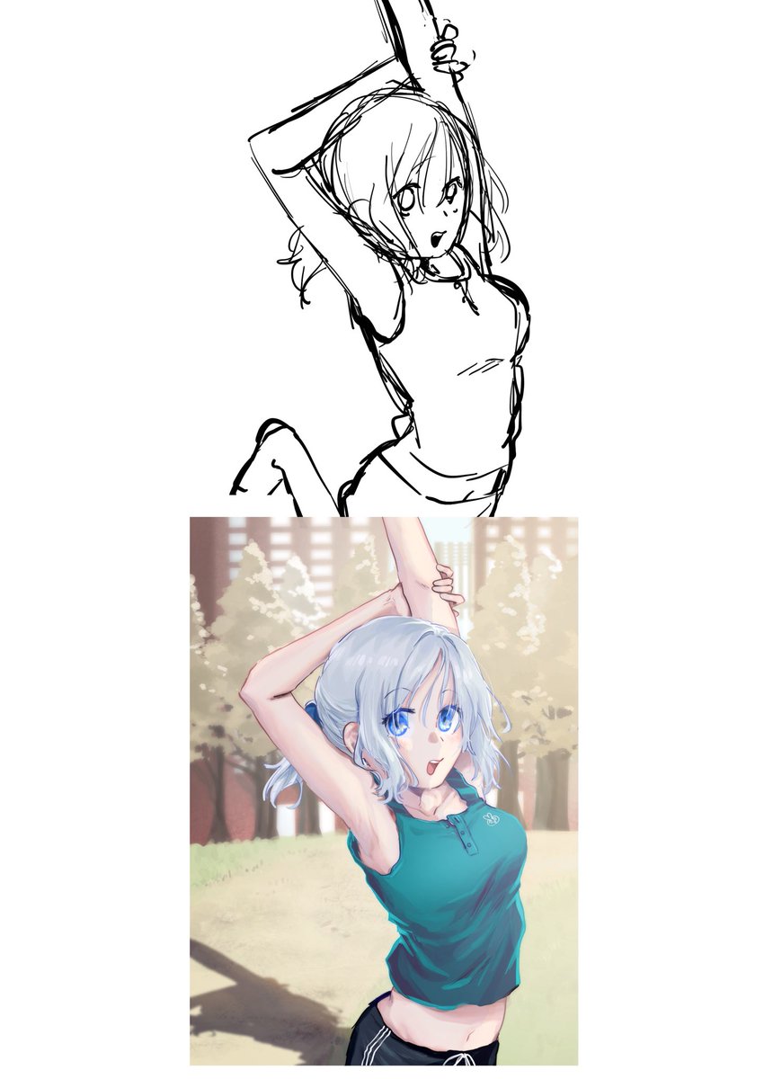「#皆さんラフと塗った後を見せてください 」|絹子のイラスト