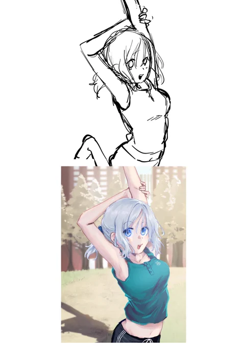 #皆さんラフと塗った後を見せてください 