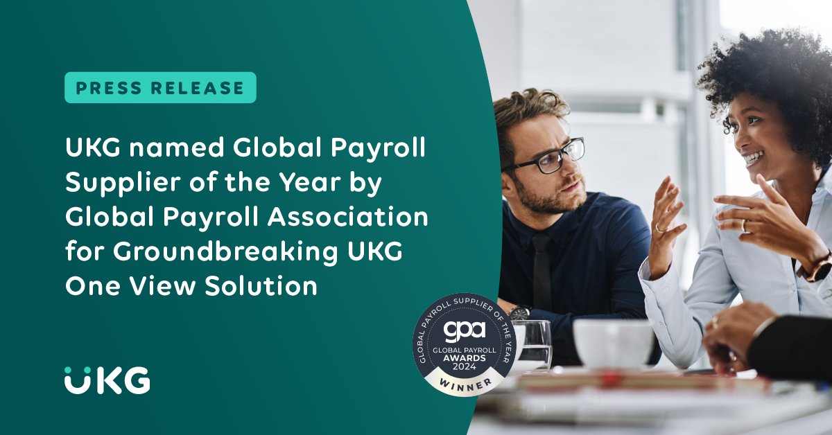 BillRagan5's tweet photo. UKG, a leading provider of HR, payroll, workforce management, and culture solutions for all people, has earned top honors from the Global Payroll Association, claiming the 2024 Global Payroll Supplier of the Year title. ���https://t.co/eE02Jf9Fvv #WeAreUKG #GlobalPayroll #HRTech https://t.co/YfZx0zNzdJ
