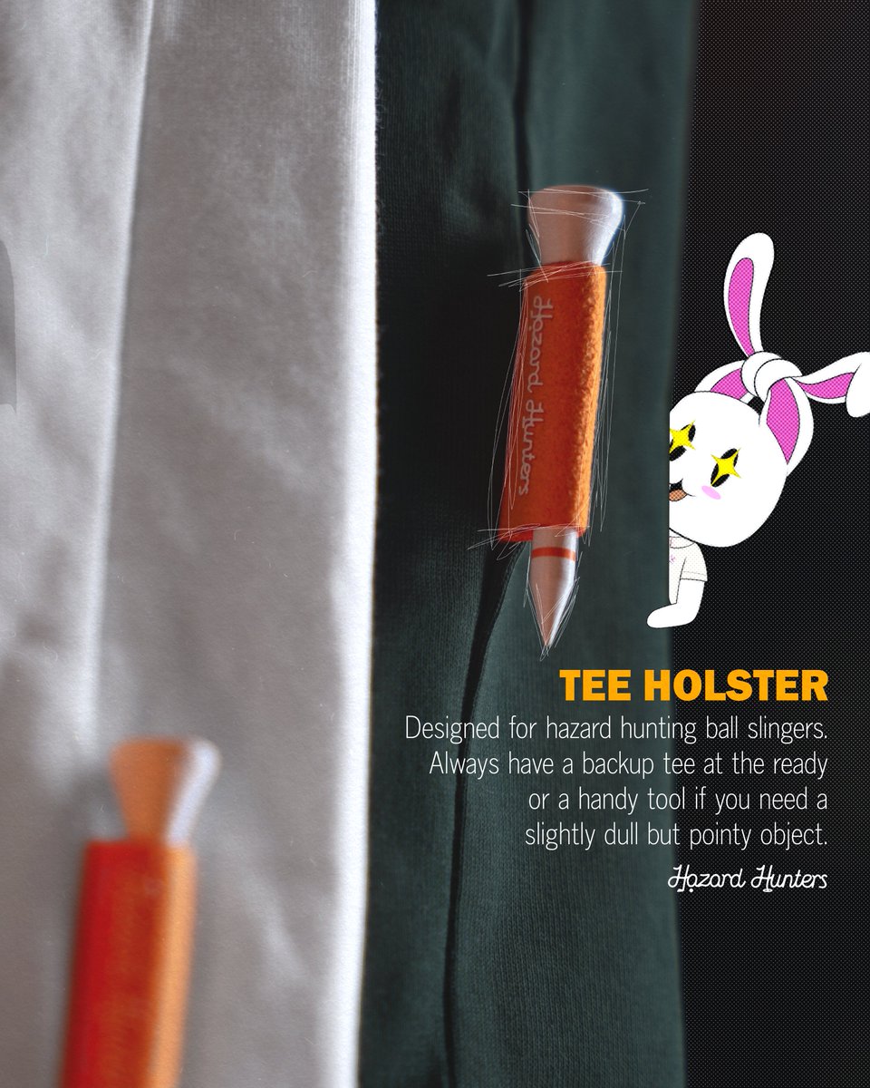 HazardHunters_'s tweet photo. When we say we’re a golf-inspired streetwear brand, we mean it. All our T-shirts come with a built-in tee holster—always ready for action! 🏌️‍♂️

Bonus: The Beware of Chippy capsule collection comes pre-loaded with a branded tee. ⚠️🐊 

#GolfLife #HazardHunters #WayOverPar https://t.co/1N1vvga6eA