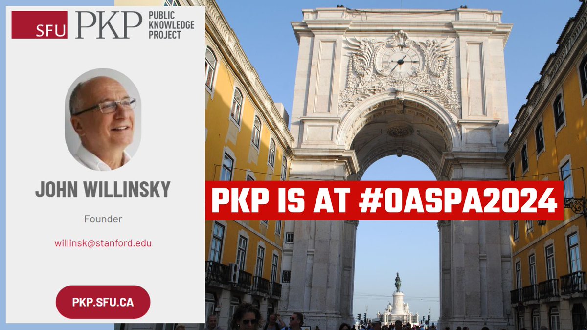 pkp's tweet photo. PKP Founder John Willinsky @JohnWillinsky will join the #OASPA2024 panel on Addressing Integrity and Building Trust in Open Scholarly Publishing" on September 18 in Lisbon!
Contact John about the Publication Facts Label #PFLabel & publishing integrity: willinsk@stanford.edu https://t.co/O38luNYcUL