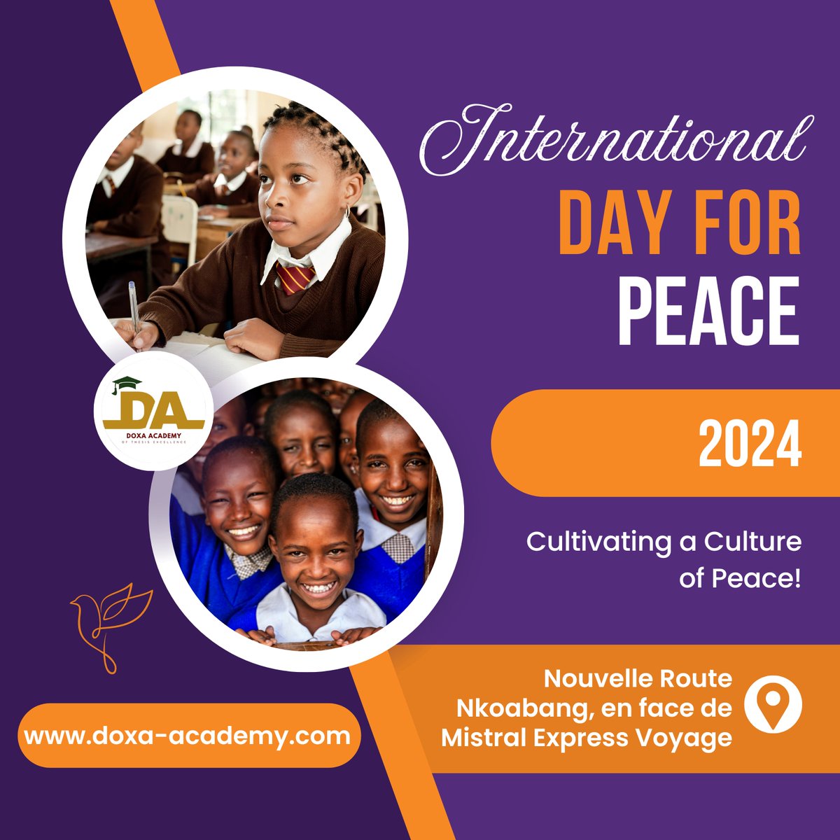 DoxaFruits's tweet photo. On this International Day of Peace,  theme "Cultivating a Culture of Peace." In war-affected areas of Cameroon, education remains a vital need. Let's unite for peace and promote accessible learning for all! 

#InternationalDayOfPeace #DoxaAcademy #PeaceInCameroon https://t.co/2G89Ks1FQ8