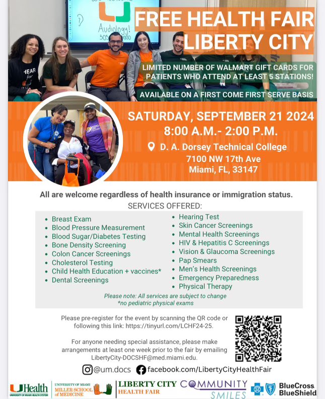 DADorseyTC's tweet photo. Join Us at the Free Health Fair Liberty City
📅 Date:September 21
🕗 Time:8 AM - 2 PM
📍 Location:D.A. Dorsey Technical College
#FreeHealthFair #LibertyCity #Wellness #CommunityHealth #DADorseyTechnicalCollege #YourBestChoiceMDCPS @MjLewis13 @SuptDotres https://t.co/Ad710fM8bk