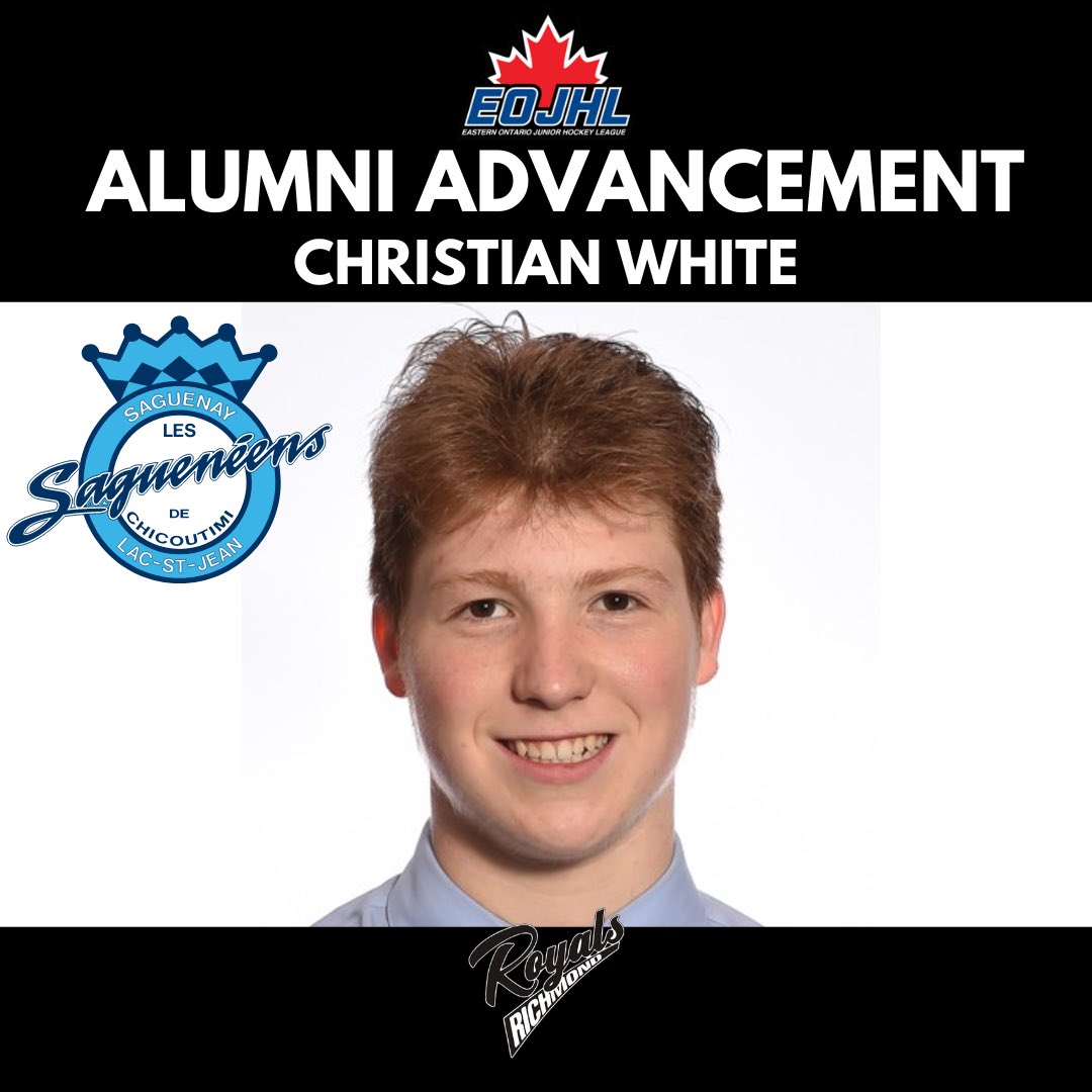 Alumni Advancement: Congratulations to <a href="/richmondroyals1/">Richmond Royals</a> alumni Christian White (06) on signing with the <a href="/SagueneensLHJMQ/">Saguenéens</a> for the 2024-25 season.

White totalled 17PTS (4G, 13A) last season and played an important role on the Royals blue line.