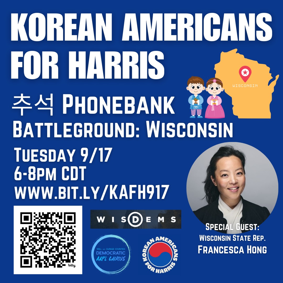 WDDAAPI's tweet image. Join @kasforharris for Harris and us for a phonebank, and help the Harris-Walz ticket reach the voters they need to get to victory on election day!
Sign-up here: mobilize.us/wisdems/event/…
See you there!