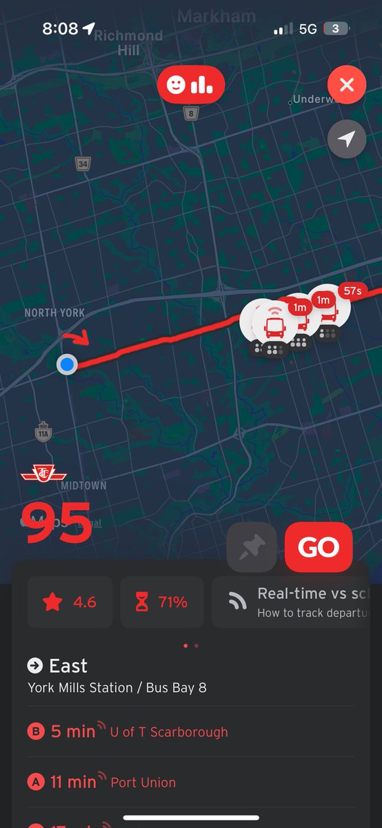 eddyionescu's tweet photo. @TTChelps @TTCnotices three consecutive missed trips, big crowd waiting for the 95. 6-min service turned into 20. No service alerts. Is anyone managing this route? https://t.co/gqyZb2nX3y