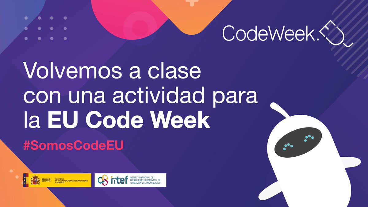 🤔¿Quieres saber cómo trabajar la robótica, la programación y el pensamiento computacional con tu alumnado?

🆕Inscríbete en el NOOC: Volvemos a clase con una actividad para la <a href="/CodeWeekEU/">EU Code Week</a> y comparte con otros docentes tus experiencias #SomosCodeEU

👉 enlinea.intef.es/courses/course…