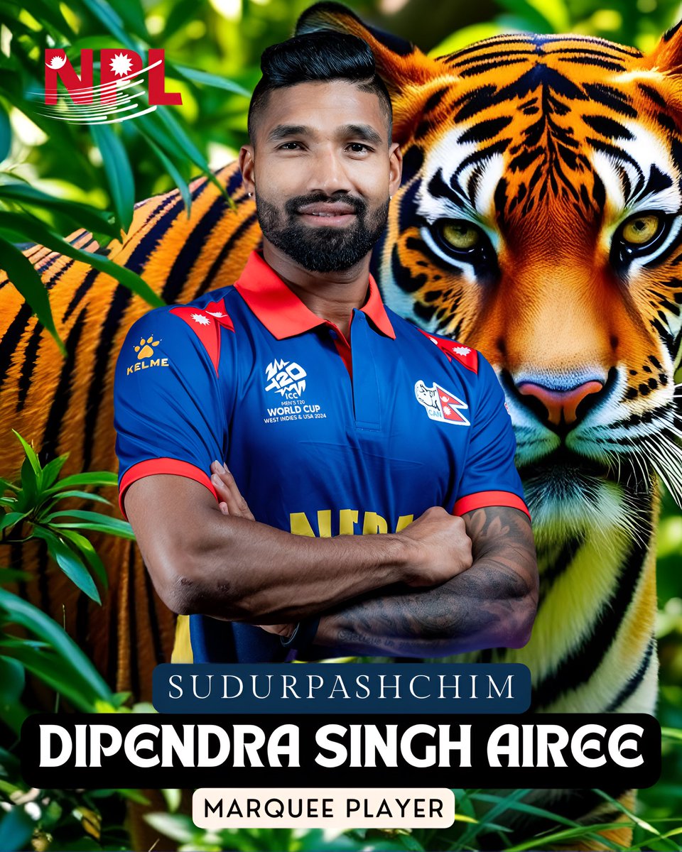 NplUpdates's tweet photo. Dipendra Singh Airee marquee player of Sudurpashchim for upcoming Nepal Premier League(NPL) 
#npl #sudurpashchim #dipendrasinghairee #NPLT20 #NepalPremierLeague https://t.co/YIjqZmfWjP