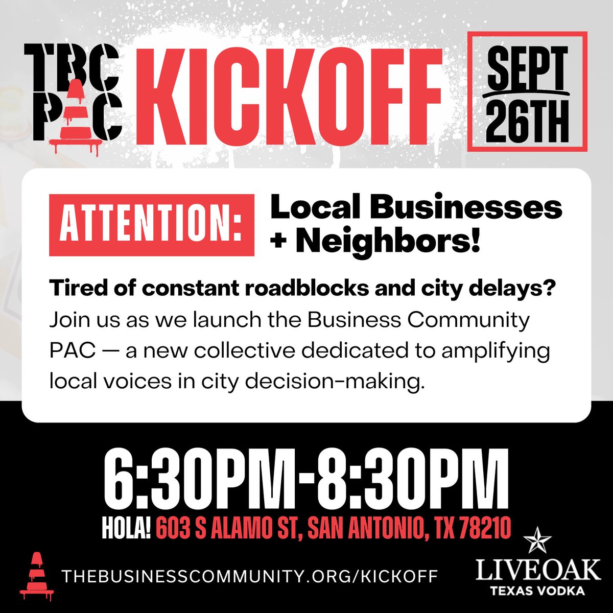 tbcpacsa's tweet photo. Join us for the official launch of The Business Community PAC and help us drive real change in the city we love! 

📅 September 26, 2024
🕡 6:30 PM - 8:00 PM
📍 HOLA! 603 S Alamo St

RSVP: https://t.co/2dxbuZuG64 https://t.co/l7YobZNgGk