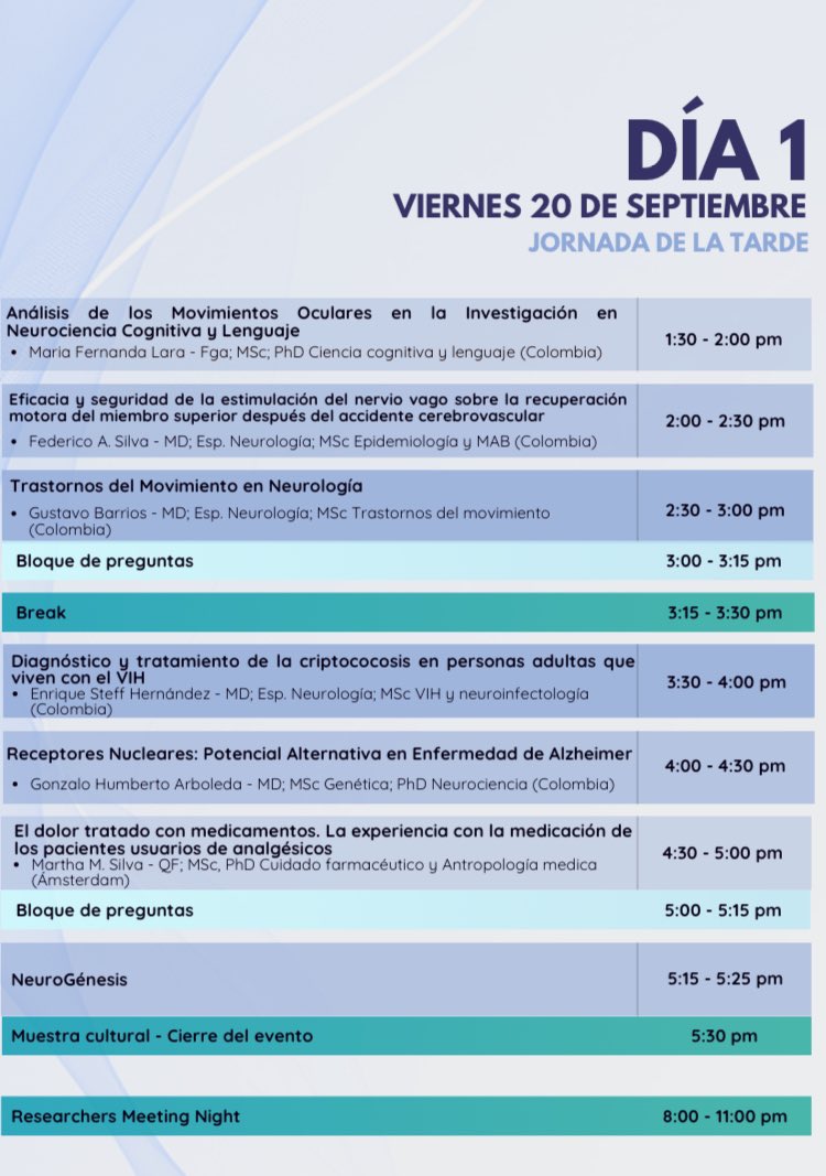MarthaMilenaSi2's tweet photo. Encantada de dialogar en 1er @ASCEMCOL International Research Congress #Neuroresearch Edition en @UNALOficial #Bogotá sobre Experiencia con la Medicación #MedsExperience @SEDOF_ORG en personas con #dolor 🔜 Nos vemos este viernes! Aún te puedes inscribir: https://t.co/svqV6AGh3q https://t.co/uJZpCeanzf