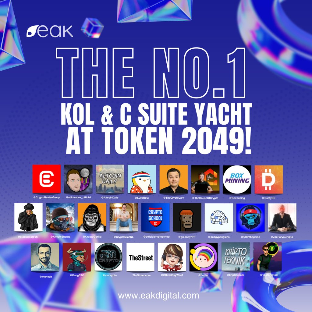 Erhan K (@erhankofficial) on Twitter photo GM 🇸🇬, The most Exclusive yacht event of #Token2049, who’s ready?💥 🛥️ <a href="/EAK_Digital/">EAK Digital</a> #EAKVIP
<a href="/crypto_banter/">Crypto Banter</a> <a href="/cryptomanran/">Ran Neuner</a> <a href="/elliotrades/">EllioTrades</a> <a href="/AltcoinDailyio/">Altcoin Daily (backup account)</a> <a href="/TheCryptoLark/">Lark Davis</a> <a href="/LucaNetz/">Luca Netz 🐧✳️</a> <a href="/gmoneyNFT/">gmoney</a> <a href="/muneeb/">muneeb.btc</a> @HouseOfCrypto3 <a href="/boxmining/">Boxmining</a> <a href="/StackerSatoshi/">Satoshi Stacker</a> <a href="/TheDustyBC/">DustyBC Crypto</a> <a href="/CryptoMichNL/">Michaël van de Poppe</a> <a href="/AltcoinSherpa/">Altcoin Sherpa</a> GM 🇸🇬, The most Exclusive yacht event of #Token2049, who’s ready?💥 🛥️ <a href="/EAK_Digital/">EAK Digital</a> #EAKVIP
<a href="/crypto_banter/">Crypto Banter</a> <a href="/cryptomanran/">Ran Neuner</a> <a href="/elliotrades/">EllioTrades</a> <a href="/AltcoinDailyio/">Altcoin Daily (backup account)</a> <a href="/TheCryptoLark/">Lark Davis</a> <a href="/LucaNetz/">Luca Netz 🐧✳️</a> <a href="/gmoneyNFT/">gmoney</a> <a href="/muneeb/">muneeb.btc</a> @HouseOfCrypto3 <a href="/boxmining/">Boxmining</a> <a href="/StackerSatoshi/">Satoshi Stacker</a> <a href="/TheDustyBC/">DustyBC Crypto</a> <a href="/CryptoMichNL/">Michaël van de Poppe</a> <a href="/AltcoinSherpa/">Altcoin Sherpa</a>