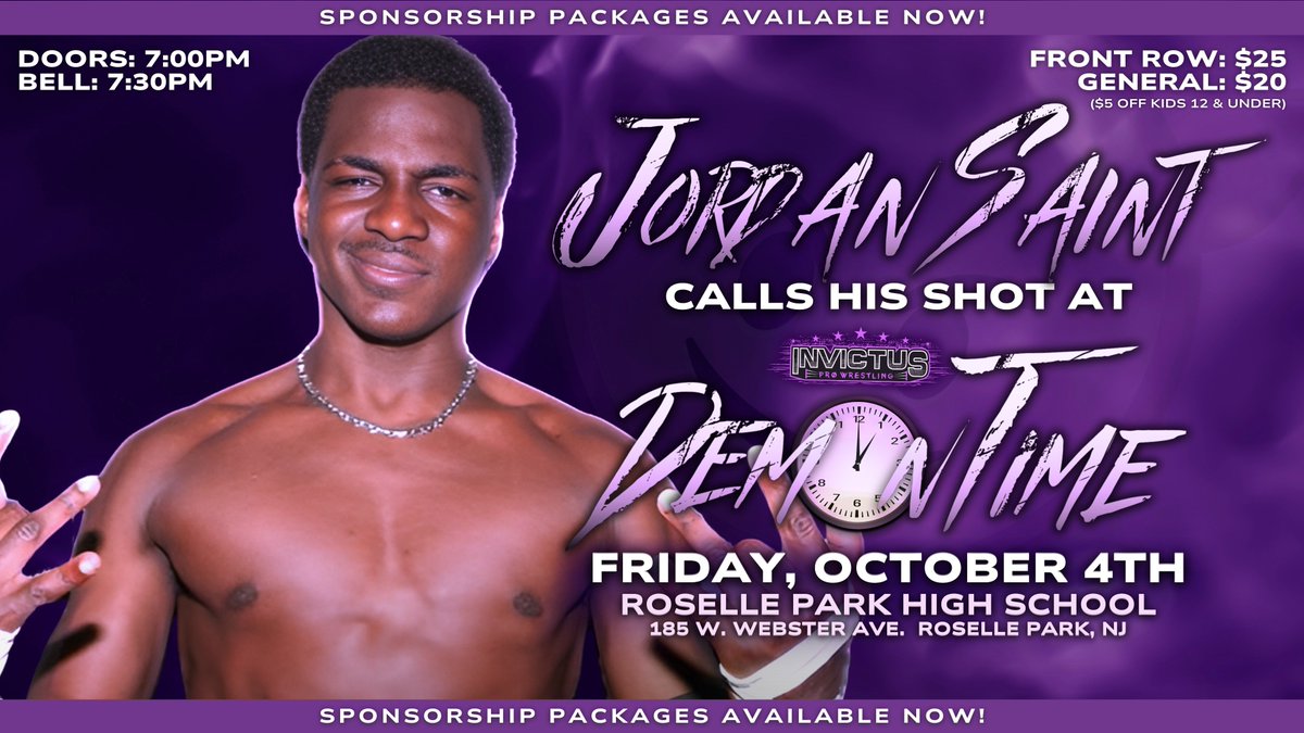 🚨TALENT ANNOUNCEMENT🚨
The first 2 entrants in the Call Your Shot Gauntlet are both making their much anticipated Invictus returns! “The Leading Man” Jack Tomlinson and “Black Flash” Jordan Saint will both be in action at DEMON TIME on 10/4!
🎟️: eventbrite.com/e/invictus-pro…