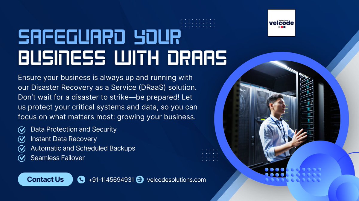 VelcodePvt's tweet image. 🔒 Safeguard Your Business with DRaaS! 🔒

✅ Instant Data Recovery
✅ Automatic and Scheduled Backups
✅ Data Protection and Security

Don’t wait for a disaster to strike—be prepared!

Contact : velcodesolutions.com

#datarecovery #cloudsolutions #velcode #DRaaS #cloudtech