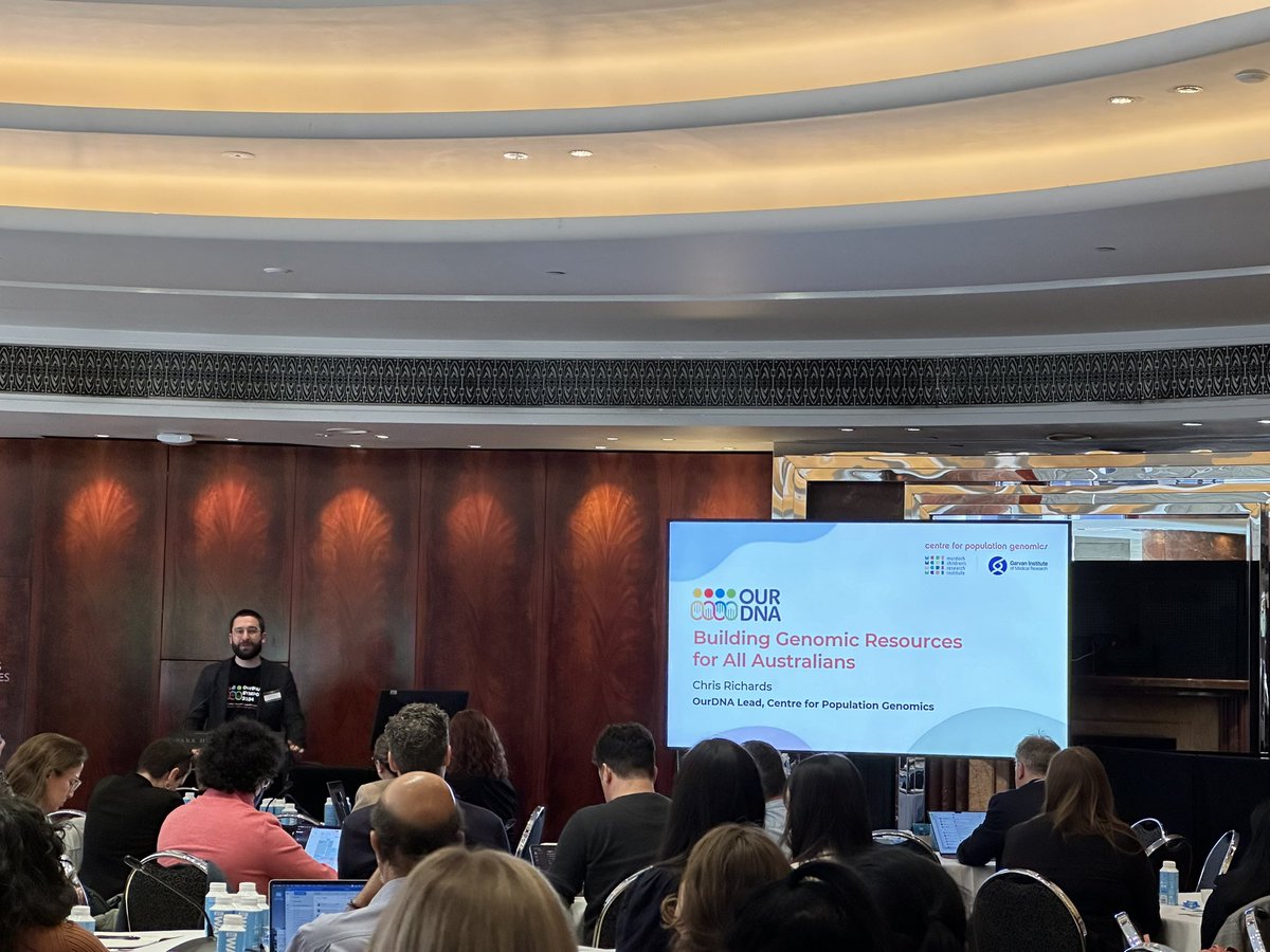 dgmacarthur's tweet photo. @iFECCA @NCIG2013 Last up for today is Chris Richards from the Centre for Population Genomics describing progress on the @OurDNA_program, which is currently recruiting 10,000 individuals from genomically under-represented Australian communities. https://t.co/n8tOcJEOHx