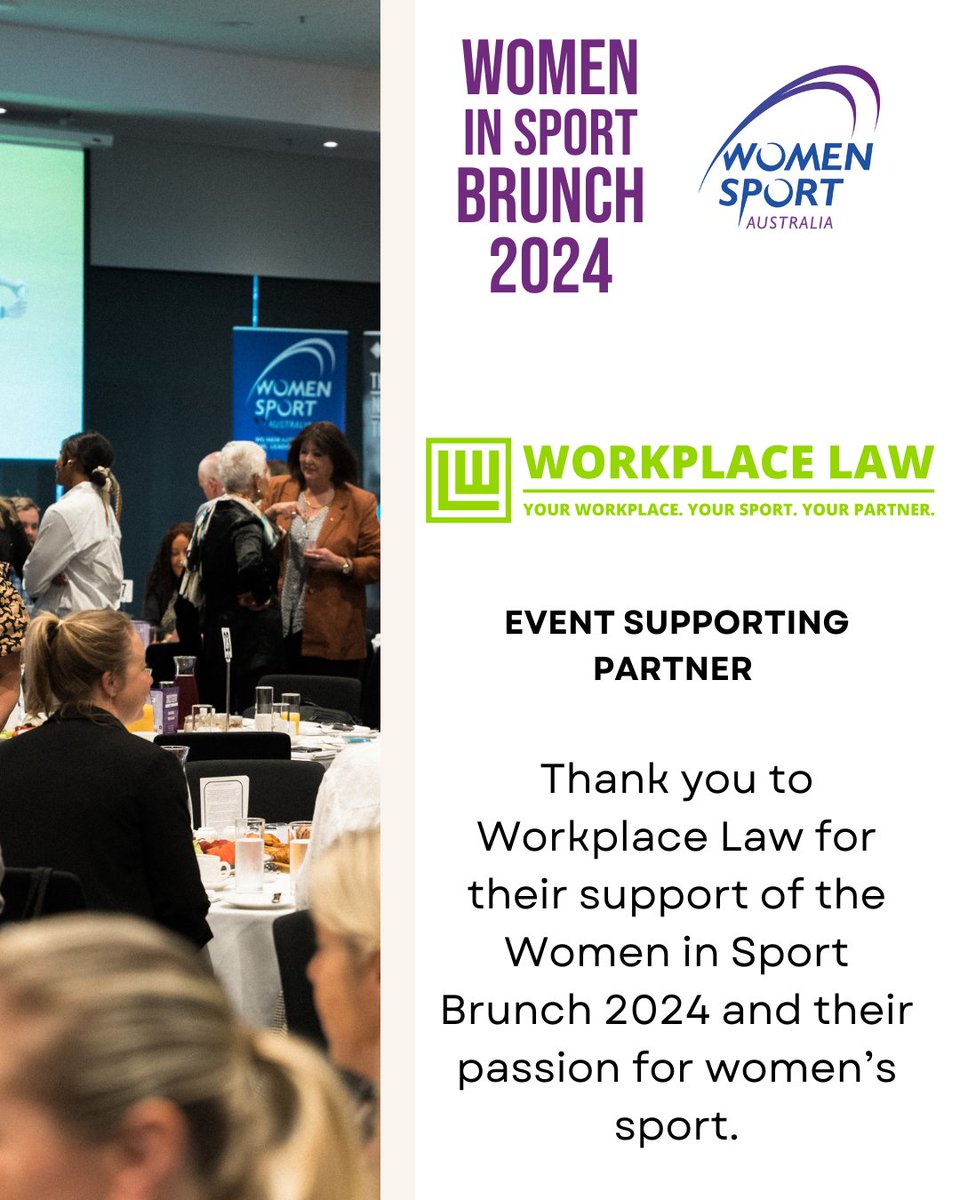 Making it happen 🙌

We'd like to thank Workplace Law for their support of the Women in Sport Brunch.

Workplace Law are a specialist law firm that also champion equity in women's sport through different programs.

Tickets: wsa.tidyhq.com/public/schedul…