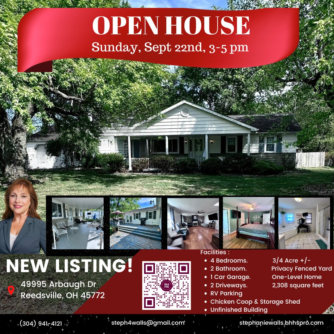 steph4walls's tweet photo. You don’t want to miss this open house!  
Sunday, September 22nd, 3-5pm. 
49995 Arbaugh Dr, Reedsville, OH, 45772
Just 7 minutes from Coolville, 20 minutes from Belpre, 30 minutes from Vienna, and 27 minutes from Athens!
Location, location, location!!!!!! https://t.co/BFuw5Qgkgd
