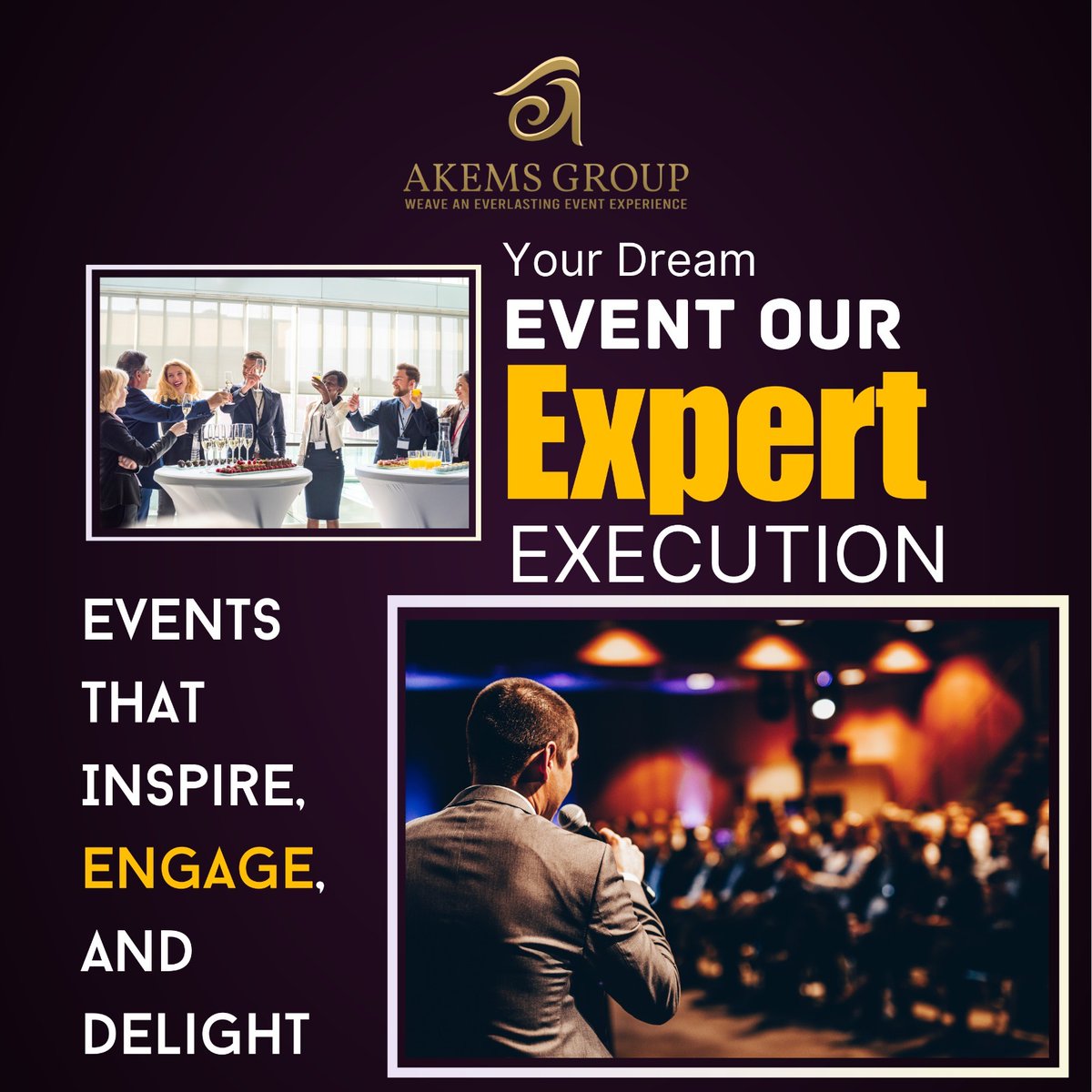 Akems_group's tweet image. 🎉 Your Dream Event, Our Expert Execution at Akems Group 🎉

At Akems Group, we transform your event visions into reality with flawless execution and exceptional service. 
#AkemsGroup #EventPlanning #ExpertExecution #InspiringEvents #EngagingExperiences #ProfessionalServices