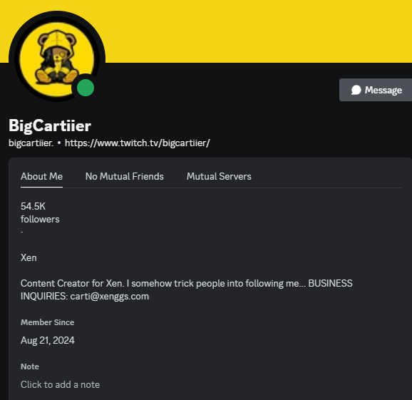 JAGtheGuardian's tweet photo. @BigCartiier u got a guy trynna sell twitch viewers impersonating u on Discord https://t.co/BvLGSiEqjX